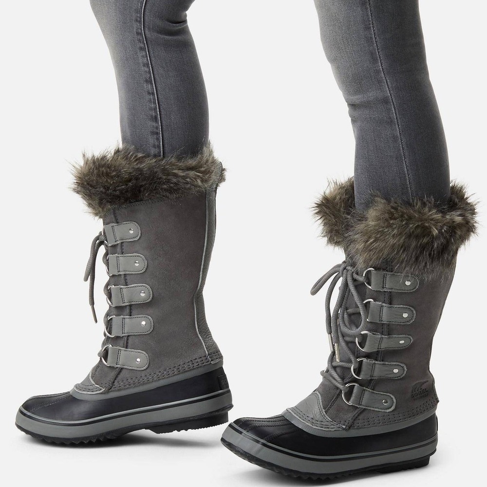 Sorel Joan Of Arctic Waterproof Winter Boots Womens 11 Gray Black Faux Fur Cozy